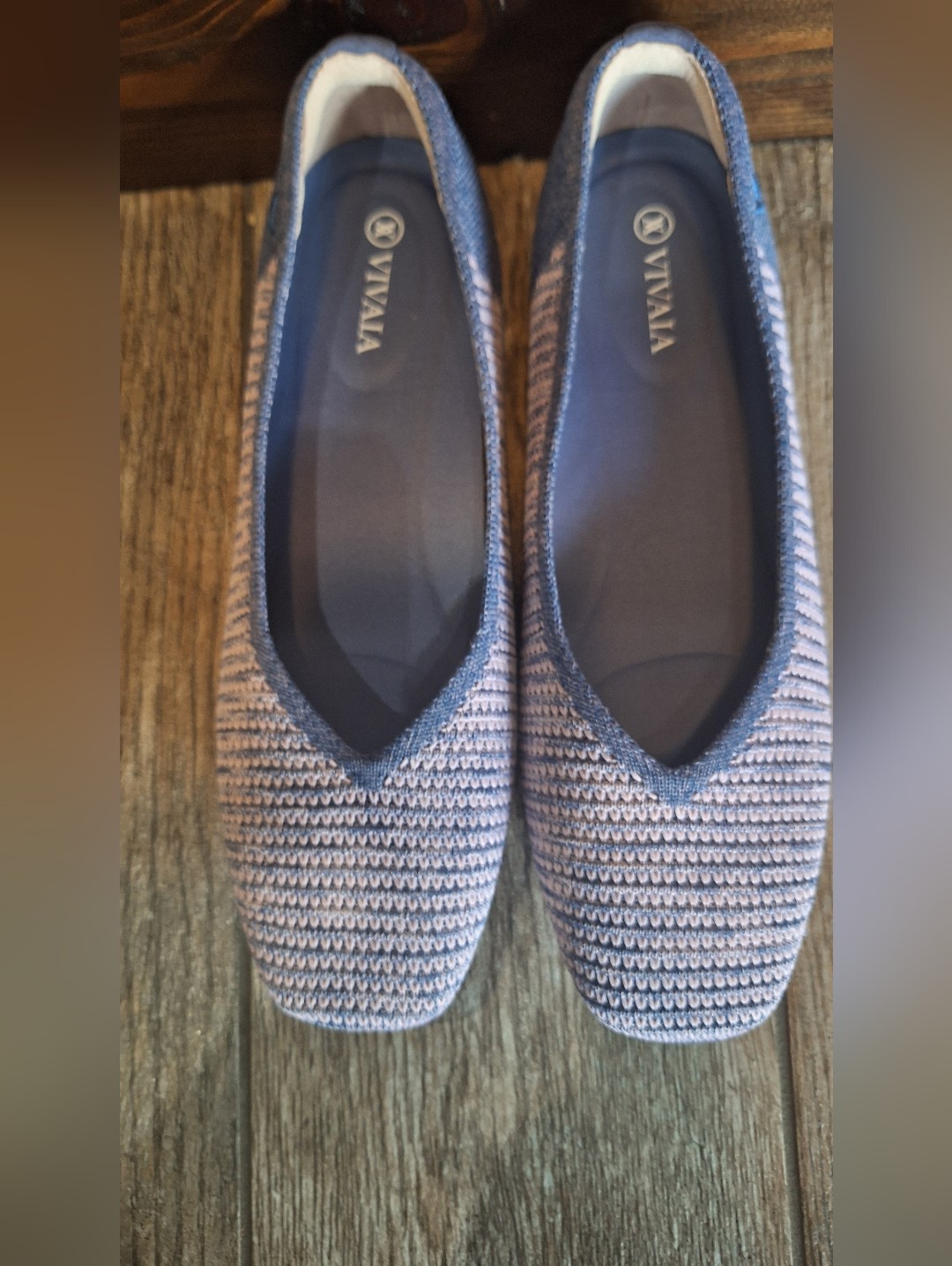 Vivaia Women's Knit Ballet Flats In Light Blue And Pink